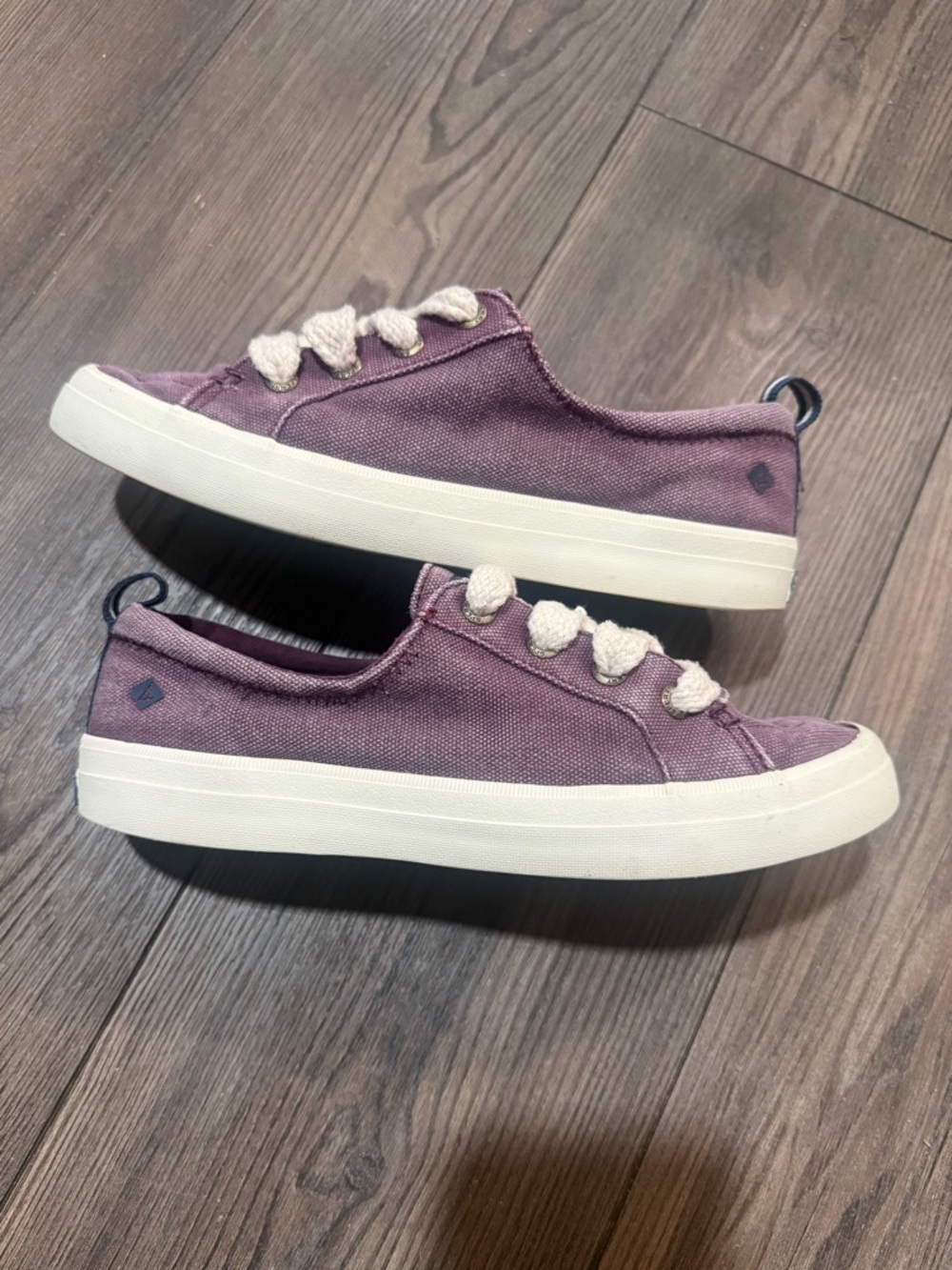 Sperry Crest Vibe Chunky Lace Sneakers Womens 7.5 Purple Plum Canvas Casual